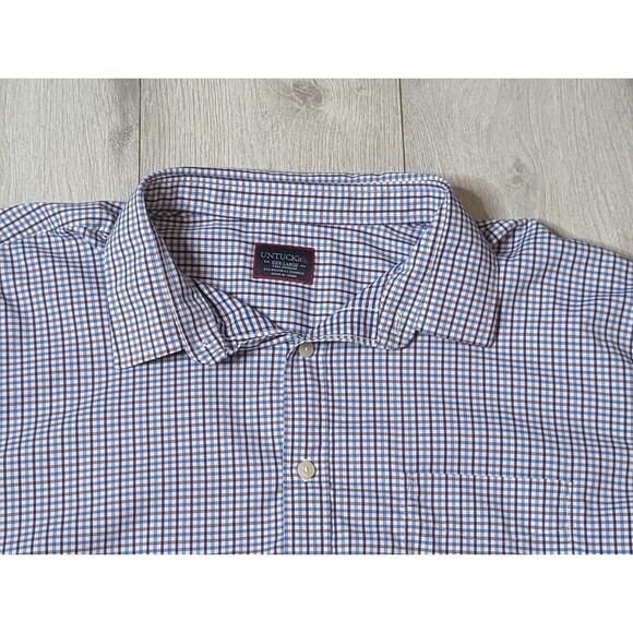 UNTUCKIT Mens Sz 3XL XXXL Blue  Purple White Gingham Check Long-Sleeve Button-Up - Picture 2 of 12